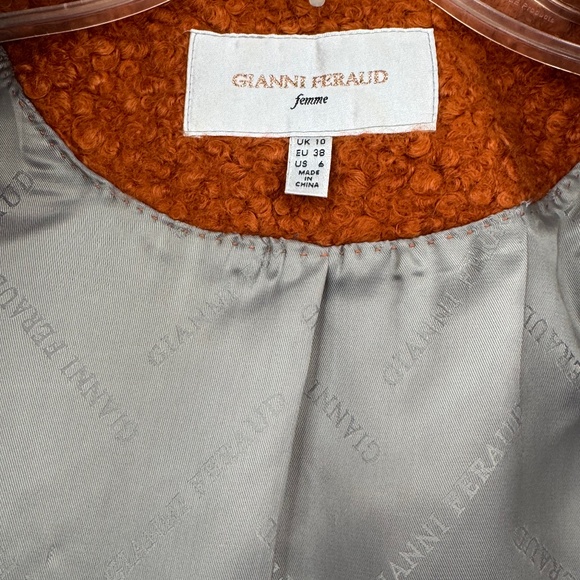 Gianni Feraud Femme Womens Orange Collared Pea Coat Double Breasted Jacket 6 US - Picture 5 of 14